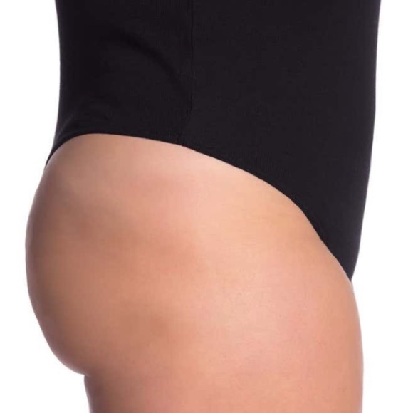 BP Black Plus Size Ribbed Knit Thong Bodysuit 1X - Picture 3 of 4